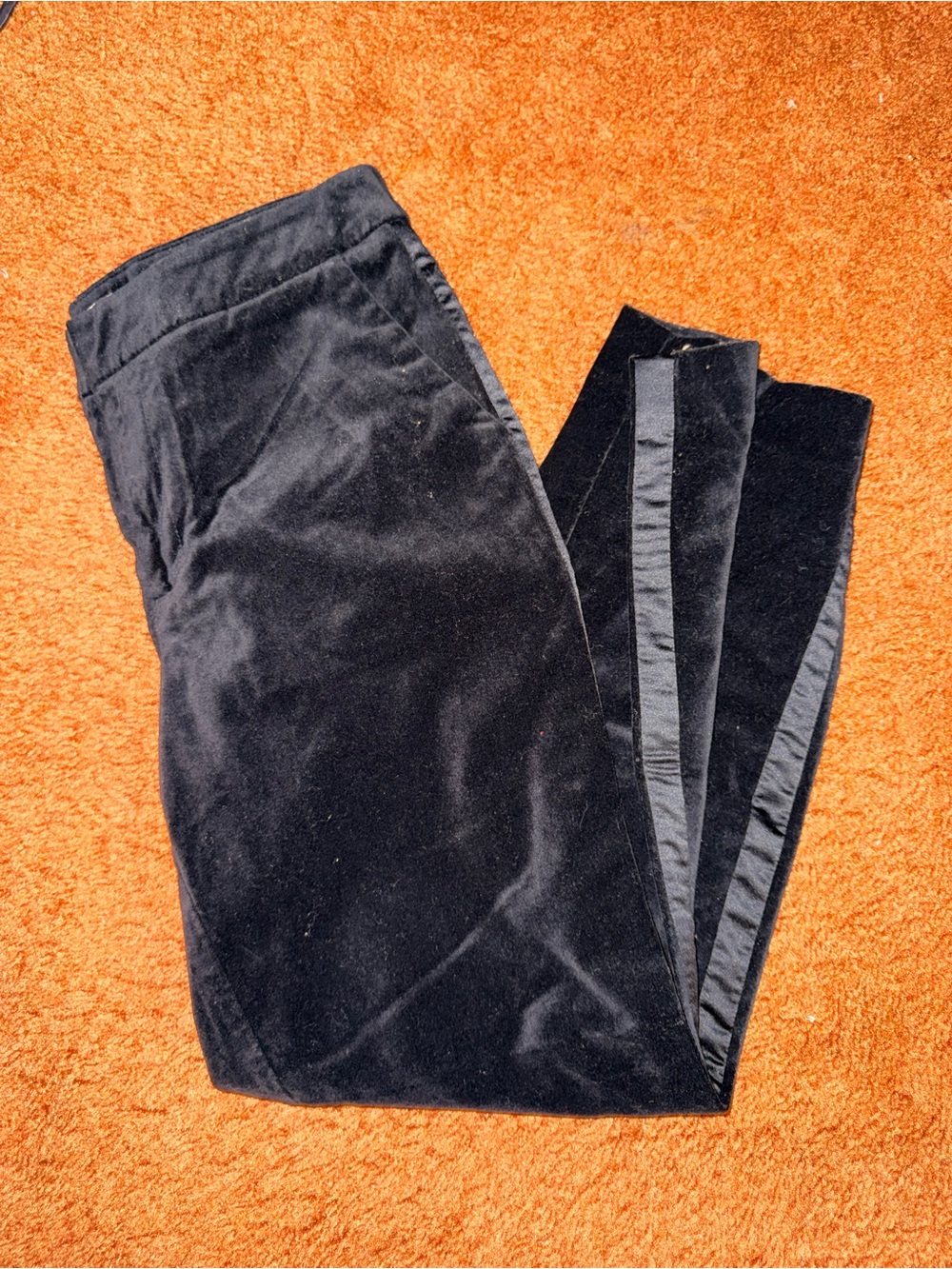 Black Velvet Tuxedo Stripe Pants